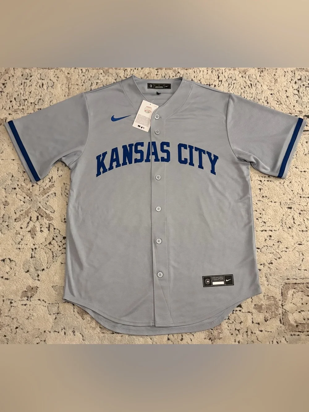 Nike Authentic Kansas City Royals MLB Baseball Gray Jersey Men’s Size: Medium